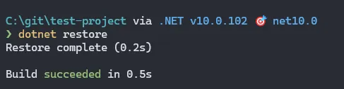 dotnet restore result initial