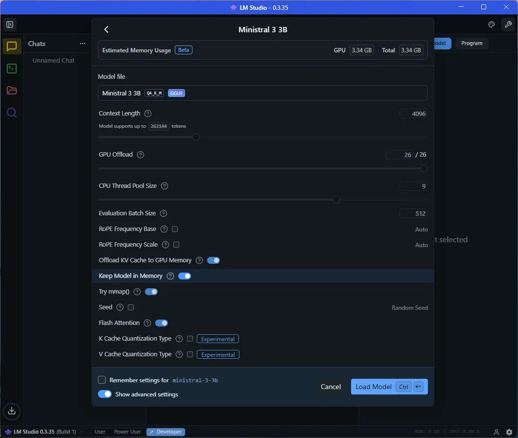 LM Studio Load Model Advanced