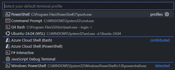PowerShell7 as default in Visual Studio Code - pwsh.exe